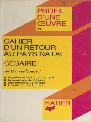 cover image of Cahier d'un retour au pays natal